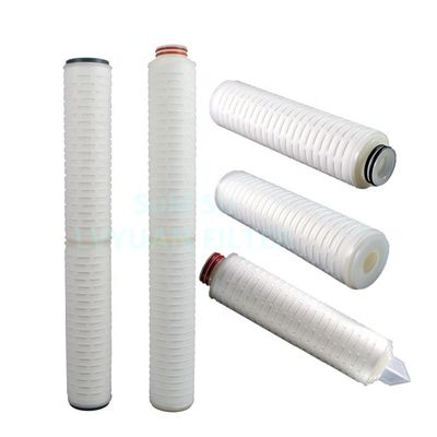 1 Microns 222 Flat Glass Fiber 64mm PP Pleated Filter Cartridge