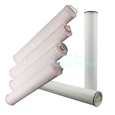 1 Microns 222 Flat Glass Fiber 64mm PP Pleated Filter Cartridge