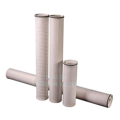 1 Microns 222 Flat Glass Fiber 64mm PP Pleated Filter Cartridge