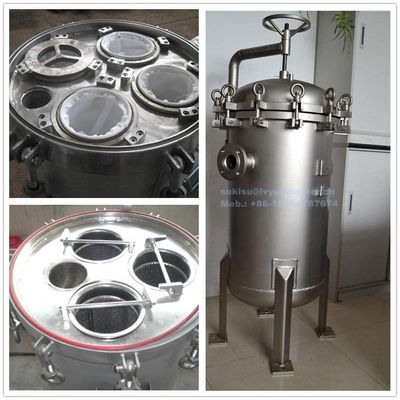 SUS304 Stainless Steel 180*450mm Triple Bag Filter Housings